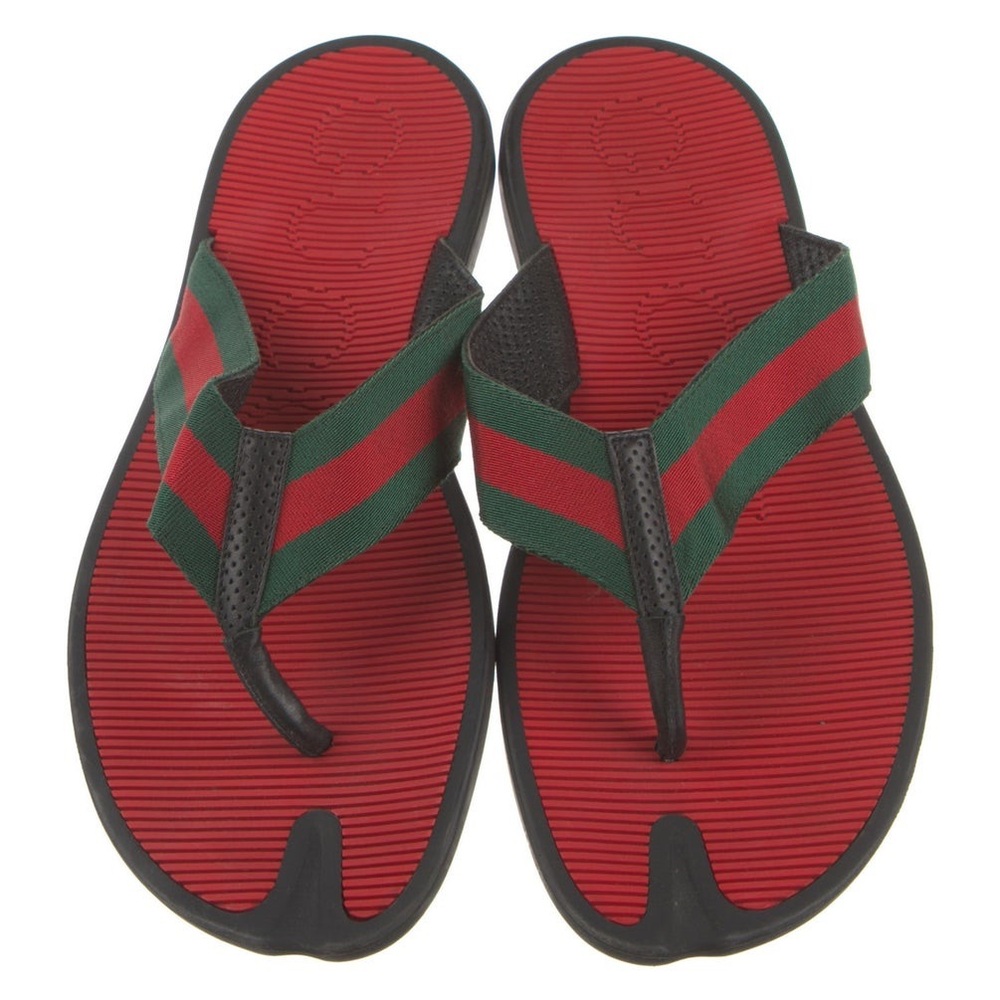 Gucci Web Accent Canvas Flip Flops Men’s size 11 - Picture 2 of 4